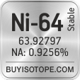 ni-64 isotope ni-64 enriched ni-64 abundance ni-64 atomic mass ni-64