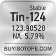 tin-124 isotope tin-124 enriched tin-124 abundance tin-124 atomic mass tin-124
