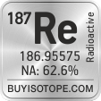 187re isotope 187re enriched 187re abundance 187re atomic mass 187re