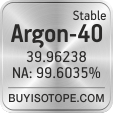 argon-40 isotope argon-40 enriched argon-40 abundance argon-40 atomic mass argon-40