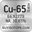 cu-65 isotope cu-65 enriched cu-65 abundance cu-65 atomic mass cu-65