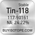 tin-118 isotope tin-118 enriched tin-118 abundance tin-118 atomic mass tin-118